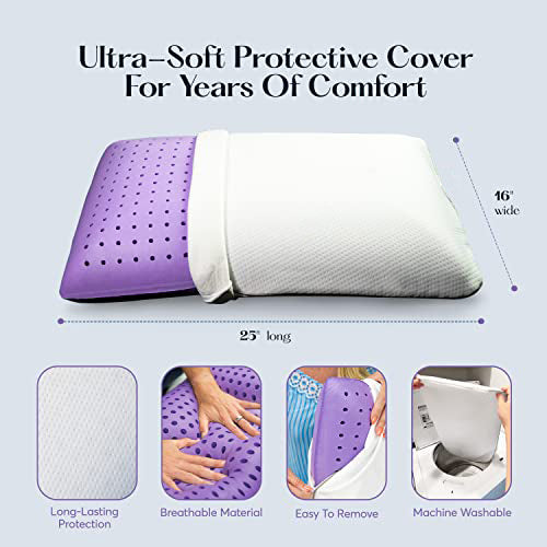 Lavender infused memory foam pillow, 17 x 29 x 4.5 - Queen